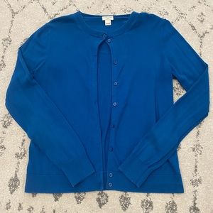 JCrew Caryn Cardigan soft cotton button up sweater blue